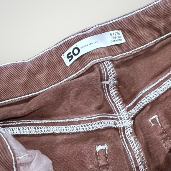 SO Brown Denim Pants Wide Leg - High Waist Carpenter - Picture 10 of 15